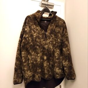 Popover half zip camo fleece jacket